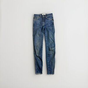 We The Free Womens Dark Wash High Rise Raw Hem Skinny Jeans Size 26 Sexy